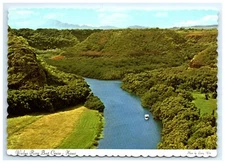 Wailua River Boat Cruise Kauai Hawaii Aerial View VTG 1974 Postcard Larry Witt 1