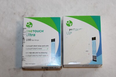 2 Boxes One Touch Ultra Test Strips - 200 Count Exp. 01-31-25 Blood Sugar NEW