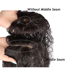 Natural Curly Wavy 100% Real Human Hair Topper Clip inToupee Top Piece For Women