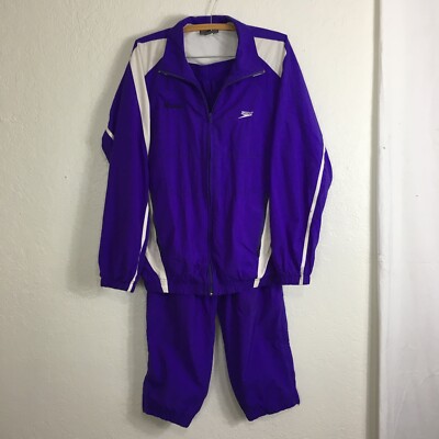 Speedo Warm-Up Track Suit Jacket Pants Set Size Small Purple