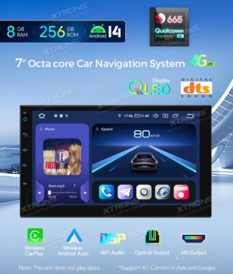 XTRONS TIQ742P AUTORADIO GPS AUTO TABLET 2 DIN Android 14 WI-FI 8GB Carplay Auto