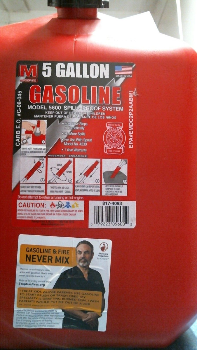 Midwest 5600 Spill Proof Poly Gas Can - 5 Gallon for sale online
