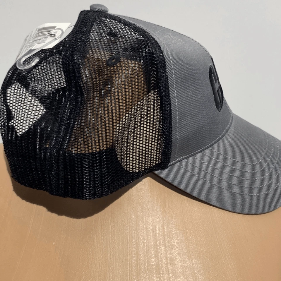 Gorra de camionero ajustable CAT gris y negra de 6 paneles bordada con cierre a presión para hombre nueva con etiquetas Foto 2 de 4