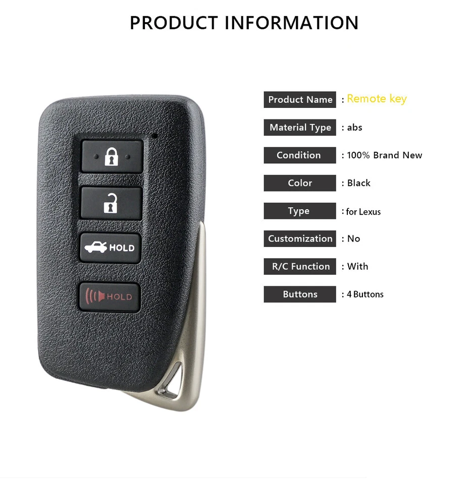 Smart Remote Key Fob for Lexus ES300H ES350 GS350 GS450H HYQ14FBA 281451-0020 - Image 4 of 4