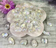 Wholesale Lot 1 Lb Angel Aura Clear Quartz Mini Tumble Healing Energy