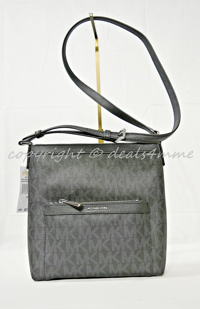 Michael Kors Morgan Medium Top Zip Messenger Shoulder Crossbody Bag Signature MK