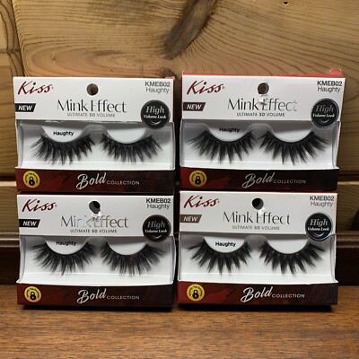Kiss Mink Effect False Eyelashes KMEB02 Haughty Ultimate 5d Volume Lot Of 4