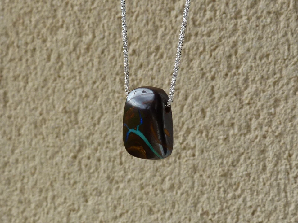 Collana/Pendente In Argento 925 Con 1 Opale Boulder D'Australia, 42 Cm - Immagine 4 di 4