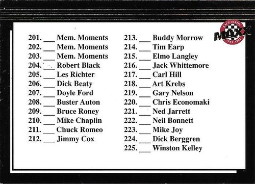 1992 Maxx Black Racing ~ Pick Your Cards - Picture 242 of 242