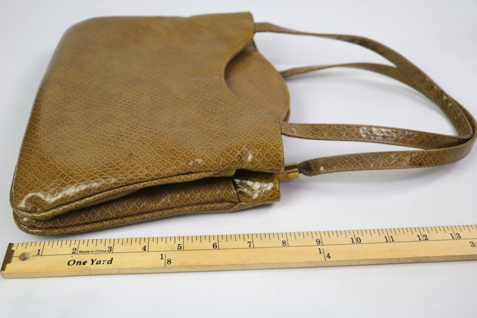 Vintage Lou Taylor Leather Purse/Handbag w Built … - image 5