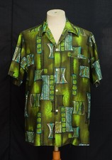 Vtg 60's TROPICANA TRIBAL POLYNESIAN Aloha Hawaiian Men's Shirt L