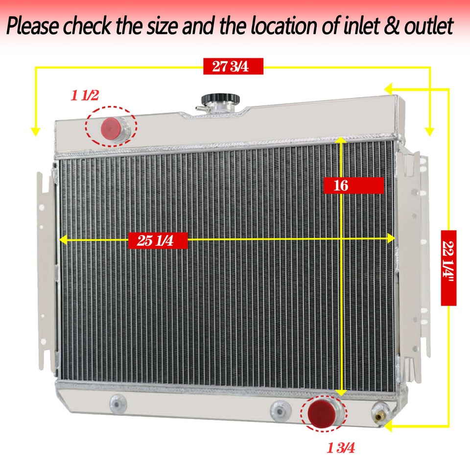 3-ROW ALUMINUM RADIATOR FOR 1963-1968 CHEVY IMPALA BEL AIR CHEVELLE EL ...