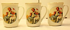 The Saturday Evening Post "Long Wait" By Norman Rockwell Porcelain Coffee Mugs 