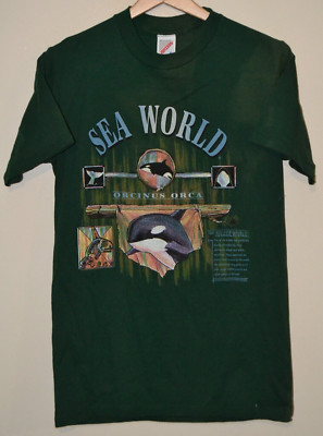 Herren Vintage Jerzees Sea World Orcinus Orca Grafikdruck T-Shirt Größe Small