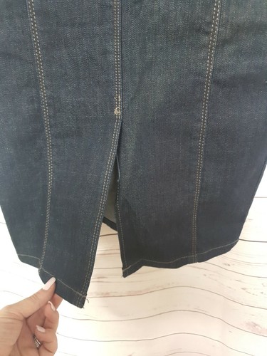 ZARA BASIC dark blue denim midi skirt women's size XS pencil skirt #219 - Picture 9 of 11