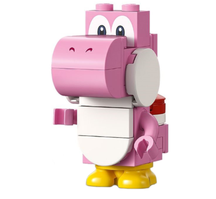 Lego Pink Yoshi 71419 White Tile Round 1x2 Half on Front Super