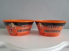 X2 M&M's Happy Halloween Bowl Plastic Orange Cereal / Sweet Bowl Halloween