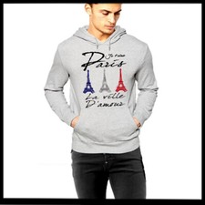 Paris France Eiffel Tower Hoodie French Flag Colors Europe vacation Pullover new