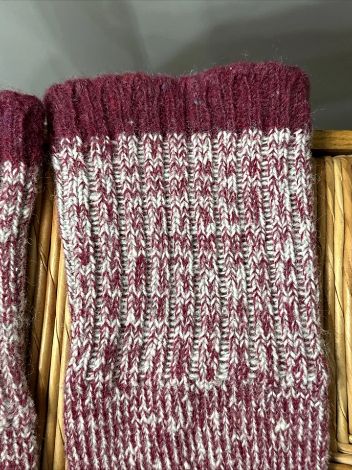 VTG Cross Country Ski Socks Wool Blend Long Knee High Red & White Unisex Winter - Image 3 of 4