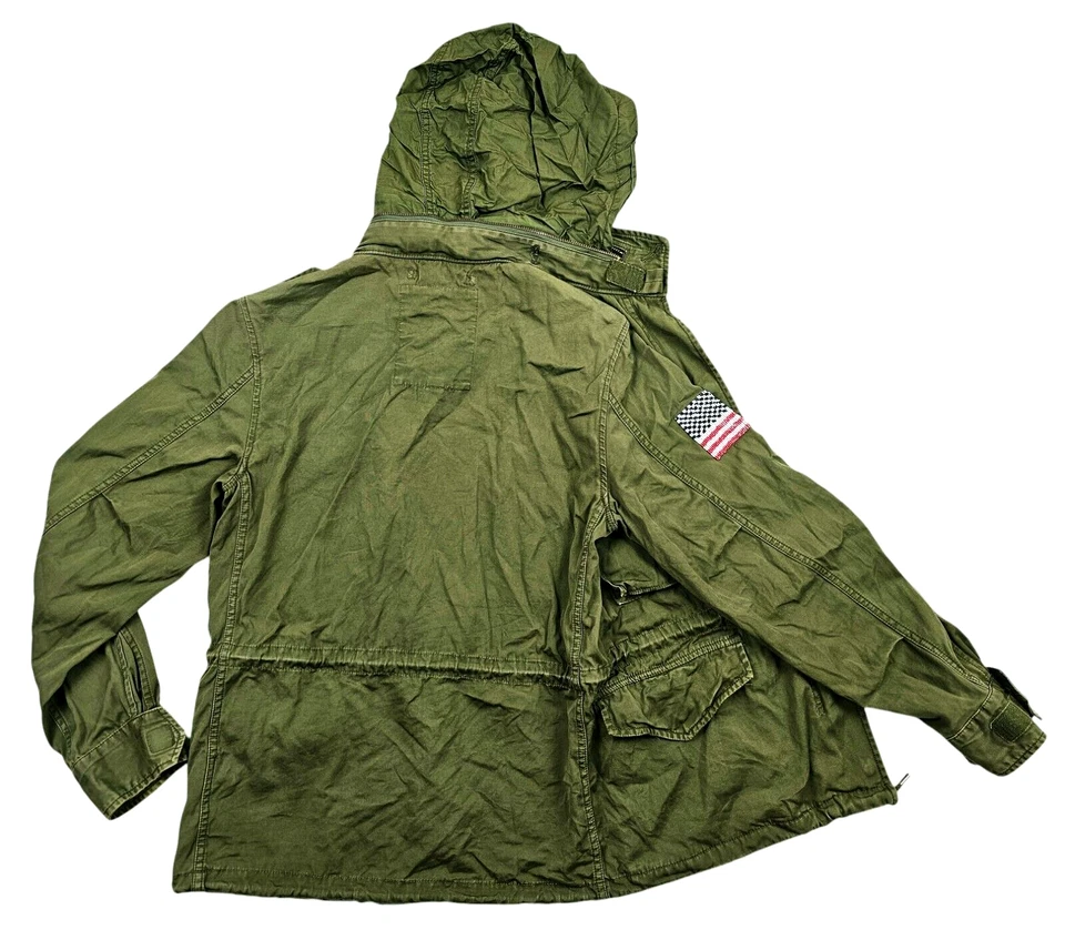 *LO ÚLTIMO UNISEX DENIM SUPPLY RALPH LAUREN M65 PARKA CON CAPUCHA BANDERA Polo OLIVE Chaqueta XS Foto 4 de 4