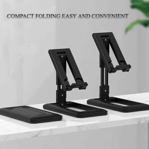Adjustable Universal Mobile Phone Tablet Desk Stand in BLACK Holder Foldable UK - Picture 1 of 19