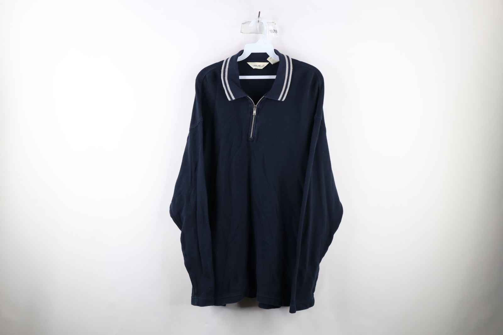 Vintage 90s Eddie Bauer Mens XL Faded Thermal Knit Half Zip Collared Polo Shirt