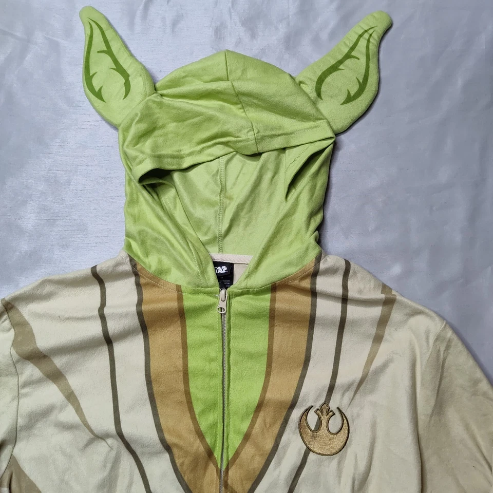 STAR WARS YODA Hombres Pequeño/Mediano Beige Una Pieza Disfraz Con Capucha Body Traje NUEVO Foto 4 de 4