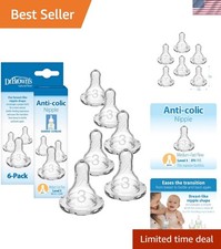 6 Count Dr. Brown's Silicone Baby Bottle Nipple - 6m , Medium-Fast Flow