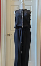 REBECCA TAYLOR Damski Czarny Jedwabny Kombinezon Rozmiar.6