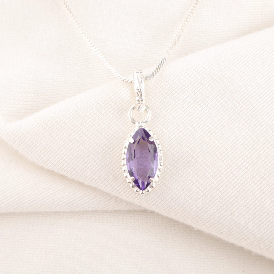 Iolith Quarz Edelstein 925 Sterlingsilber Handarbeit Schmuck Anhänger 1,2 Zoll - Bild 4 von 4