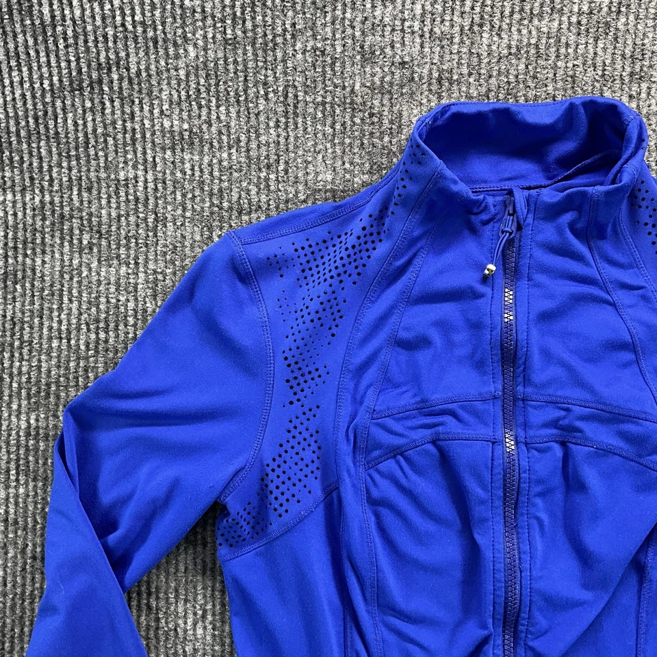 Chaqueta Mandarina Mujer Pequeña Azul Real Cremallera Completa Pulgares Perforada Correr Foto 4 de 4