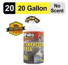 Brute Super Tuff 20-Gallon Compactor Trash Bags, Pack of 20