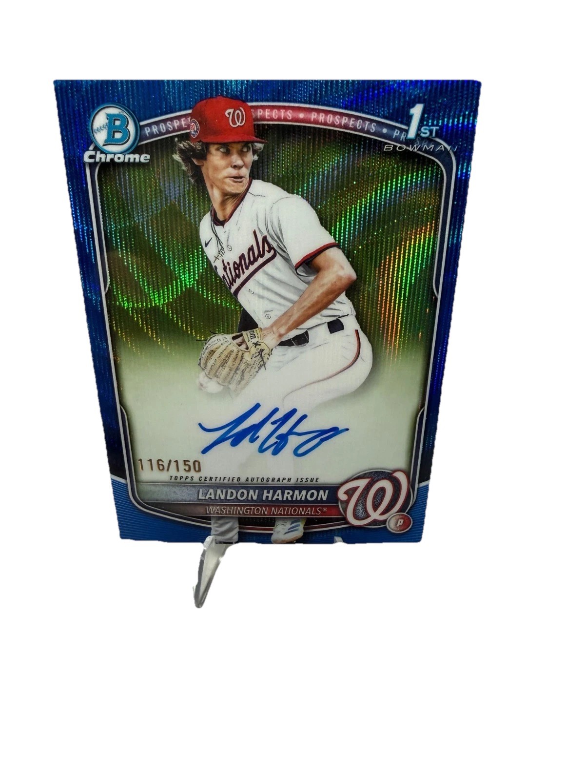 Landon Harmon 2025 Bowman Draft Chrome 1st Blue Wave Refractor Auto /150 #CPA-LH