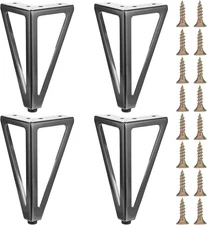 MAQUITA 4 Pcs 6 Inch Solid Metal Furniture Legs, Heavy Duty Black 
