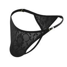 DKEGIFF Mens Thong Underwear Male Lingerie Lace Sissy Clothes Large, Black