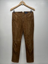 Ralph Lauren Suede Pants Slacks Trousers Genuine Leather Mid Rise Tan Brown US 2