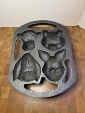 Vintage Lodge Cast Iron Disney Winnie The Pooh Muffin Pan 4PP2 Piglet Tigger