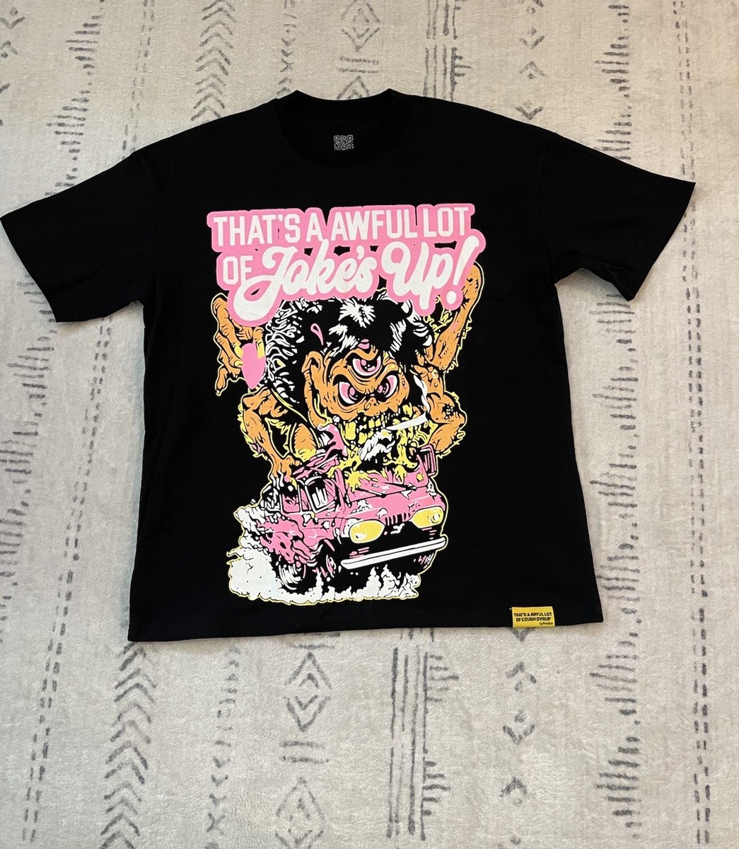 THAT'S A AWFUL LOT OF COUGH SYRUP Desto Dubb デスト ダブ tシャツ 半袖 サイズL ブルー レッド 美品 中古 010613 Desto Dubb 