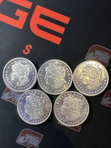 (Lot of 5) Morgan Dollar Design Silver Trade Unit 1 Troy Oz .999 Fine Ounce