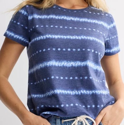 SONOMA Women s Classic Tee Top Shirt size Large / L - Blue Dot Dye - New