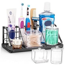 Toothbrush Holders Set with 2 Pack Qtip Holder Dispenser, with 2PCS Qtip Holder