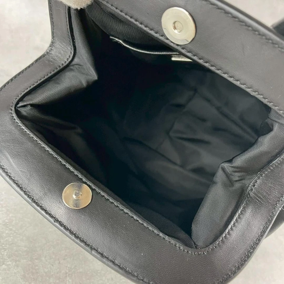 PRADA Evening Heart Women's Beaded Handbag Nylon Leather Black Excellent - Image 4 of 4