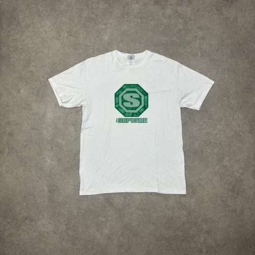 T shirt graphique Supreme blanc vert pailleté