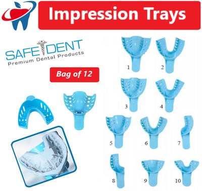 Dental Impression Trays Perforated Plastic Autoclave (CHOOSE SIZE) (1 Bag of 12)