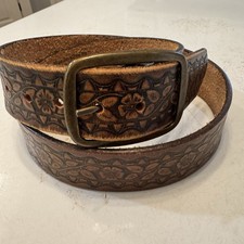 Handmade Tooled Leather Belt Western Cowboy Rodeo Sz 34 USA MADE