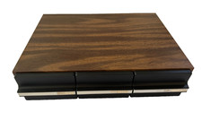 Vintage Cassette Tale Storage Case Three Drawers Walnut Vinyl Veneer Holds 36
