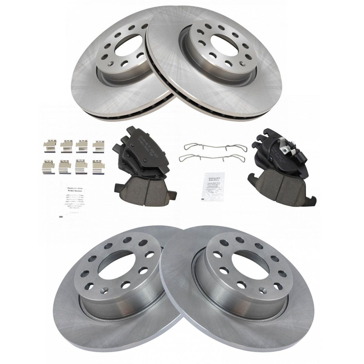 TRQ Front & Rear Posi Ceramic Disc Brake Pad & Rotor Kit for VW Passat New