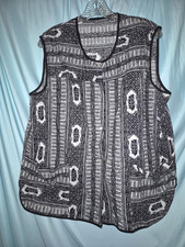Vintage Geometric Cottage/Grandma Core Short Button Up Apron Smock Size XL Vtg