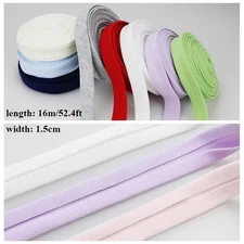 16M/Roll Cotton Elastic Bias Binding Ribbon Strap Sewing Crafts Webbing Trimming