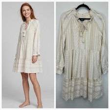 Maeve Textured Boho Cottagecore Long Sleeve Dress Size XS Cream Prairiecore
